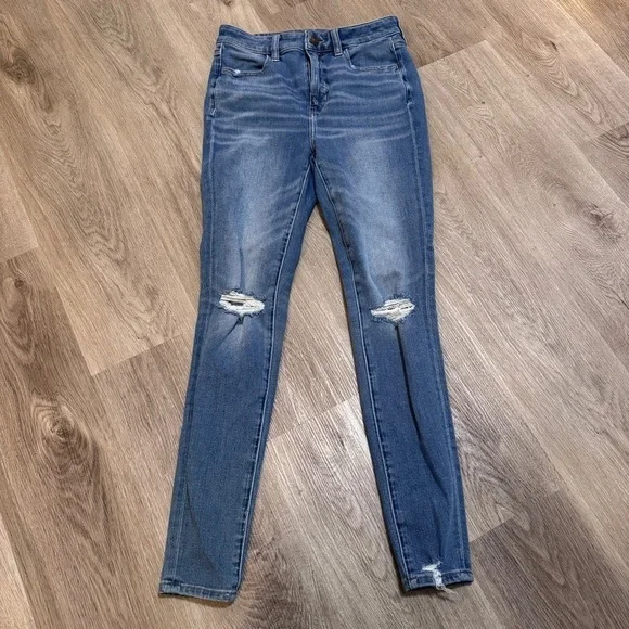 American Eagle Hi Rise Jegging Jeans 6 Regular Denim Distressed - Picture 1 of 5
